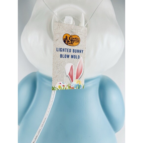 New 2024 Blue Boy Easter Bunny Rabbit Basket Flowers BLOW MOLD Lighted 24 Inch - Picture 6 of 12